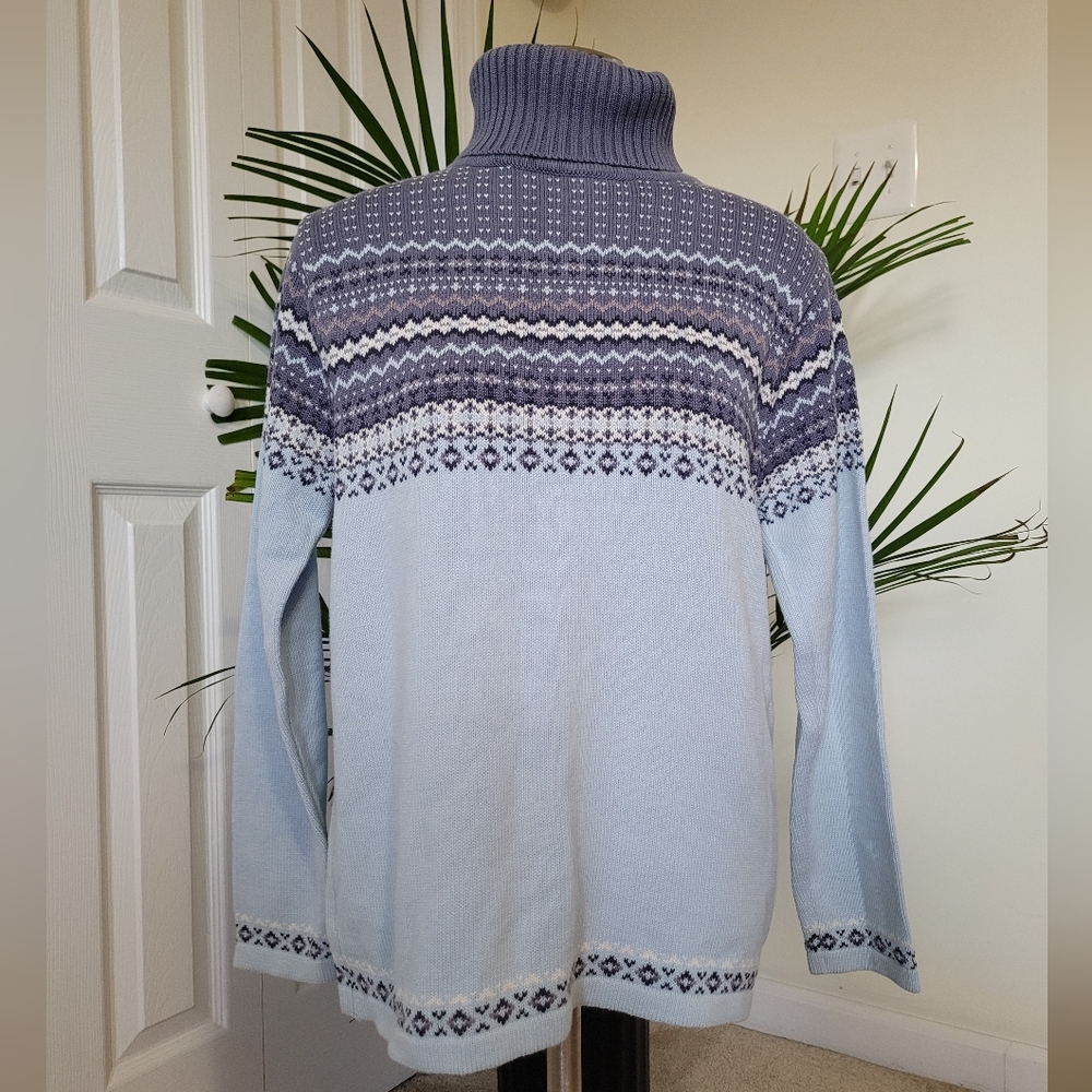 Fair Isle Style Turtleneck Sweater